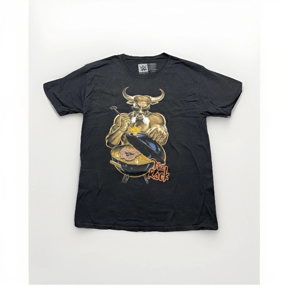 WWE The Rock Brahma Bull Graphic T Shirt L Black Wrestling‎ 2017 Do You Smell It